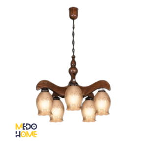 لوستر چوبی مهسا ۵ شعله پایین